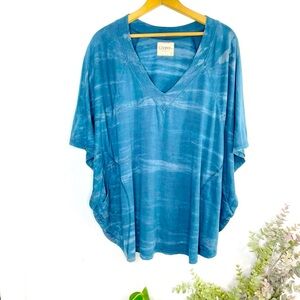 Gypsy 05 100% Silk Bat Wing V Neck Top W/ Large Size Pockets ! Sz Large